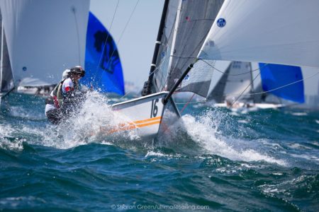 Have been meaning to write this since after the February Sarasota event, but it seems like we need some content and as weather improves and people open up, maybe now is a good time to think about your boathandling and visualize some maneuvers. Generally there are four tips of spinnaker douses in Vipers: 1. Left hand turn (i.e., port rounding), coming in on port gybe = windward douse 2. Left hand turn, coming in on starboard gybe = gybe drop, aka "a Mexican" or a "Kiwi" (not sure on the origin of the Kiwi phrase - Mexican allegedly goes back to the 1992 America's Cup when you did this takedown when the boat was pointed toward Mexico off Point Loma, and I sincerely hope for no other reason) 3. Right hand turn (i.e., starboard rounding, when there are leeward gate marks), coming in on starboard = leeward douse 4. Right hand turn, coming in on port = "Canadian" douse (i.e., a reverse Mexican. Duly noted that this is an Amero-centric version of the universe, maybe the Aussies could call it a Singapore douse?) - i.e., a weather douse with a gybe mid-weather douse. You'd think that based on which gate you're rounding and the gybe you're coming in on would dictate the type of douse you're going to do. We typically talk about this once we're approaching 20 lengths or so from the mark what we're likely to do, bearing in mind that a last minute adjustment may be required, which is easy to do in a Viper thanks to the kite retrieval system allowing for maximum flexibility. However, we've learned in windy conditions, that when you're planning to make a left hand turn and you're coming in on starboard, a Gybe Douse just doesn't work. Yes, you need to douse. Yes, you need to gybe. But the douse of choice cannot be a gybe douse - it must be a leeward douse. We've learned this the hard way too many times and it took 10 years of Viper sailing to finally acknowledge this point on my end. Why a leeward douse? Think about your goals when rounding a leeward mark: 1. Get the kite down prior to turning upwind without putting the kite in the water; and 2. Round the mark tightly so that you can exit on a high lane to be able to have clear air post rounding and to prevent anyone behind you from being able to live in a higher lane than you and prevent you from tacking. Douses take time, and that time varies by experience level, strength of middle crew and how smooth your retrieval system runs. But from the time you start a douse (i.e., pre gybe on starboard) to when the kite is fully in the boat and all crew are ready to hike and trim in sails (i.e., when you are on port and you want your bow to be turning around the mark), maybe this takes 5 seconds from start to finish with an experienced team. I'm sure there is some joker out there who insists they've done it faster, and do that person, I would like to pull out a stopwatch and see. Just call it 5 seconds though, and we've all seen douses that have taken longer due to a snarl in the halyard or some other snafu. If you don't believe me, go check out some videos on YouTube from 2019 Worlds of douse excerpts and watch how many seconds elapse on the YouTube clock timer - I stand by 5 seconds, esp. in breeze. Anyhow, while the time for a douse may not vary much, the distance a boat travels varies by boatspeed, and in 15+ kts (my definition of heavy air in a Viper, at least in WLIS - I'm sure the SoCal and Perth Viperers are rolling their eyes), you're eating up the distance. At 12 knots of boat speed, which is about what you'll be doing in 15+ knots of wind if you've called a reasonable layline, you're traveling roughly 21 feet per second. If 10 knots of boatspeed, 17 feet per second, and if hauling the mail at 13.5 knots coming in hot, 23 feet per second - so if it will take you 5 seconds to do a douse and a gybe and be in a position to be going upwind, you're starting that douse 5 boatlengths away from the mark. And at 5 boatlengths away, you're simply not in a position to gybe yet - the gybe happens in the middle of the douse typically. So it's a leeward douse in those conditions since you're starting the douse well in advance of gybing. When do you the math, it makes sense, but it's helpful to make the mental switch and get over the fact that it simply won't be a gybe douse - it will be a leeward douse, then a gybe which will allow you to get the kite down in the time period you're expecting to be able to then complete a good gybe and be able to be in position to trim sails and round the leeward mark tightly. Doing it any other way will almost certainly result you rounding the mark wide or worse, having the kite blow around the headstay mid gybe as you realize everything is happening faster than planned. So in summary, in heavy air in a Viper, there is no such thing as a gybe drop. It's a leeward drop, then a gybe. Flame away.