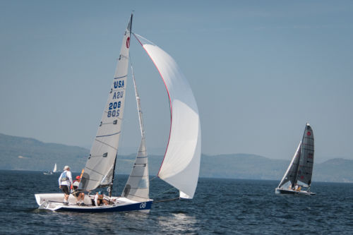 Class technical chair Dave Nickerson heads downwind in Vermont